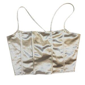 H&M White Satin Corset Style Camisole Top
